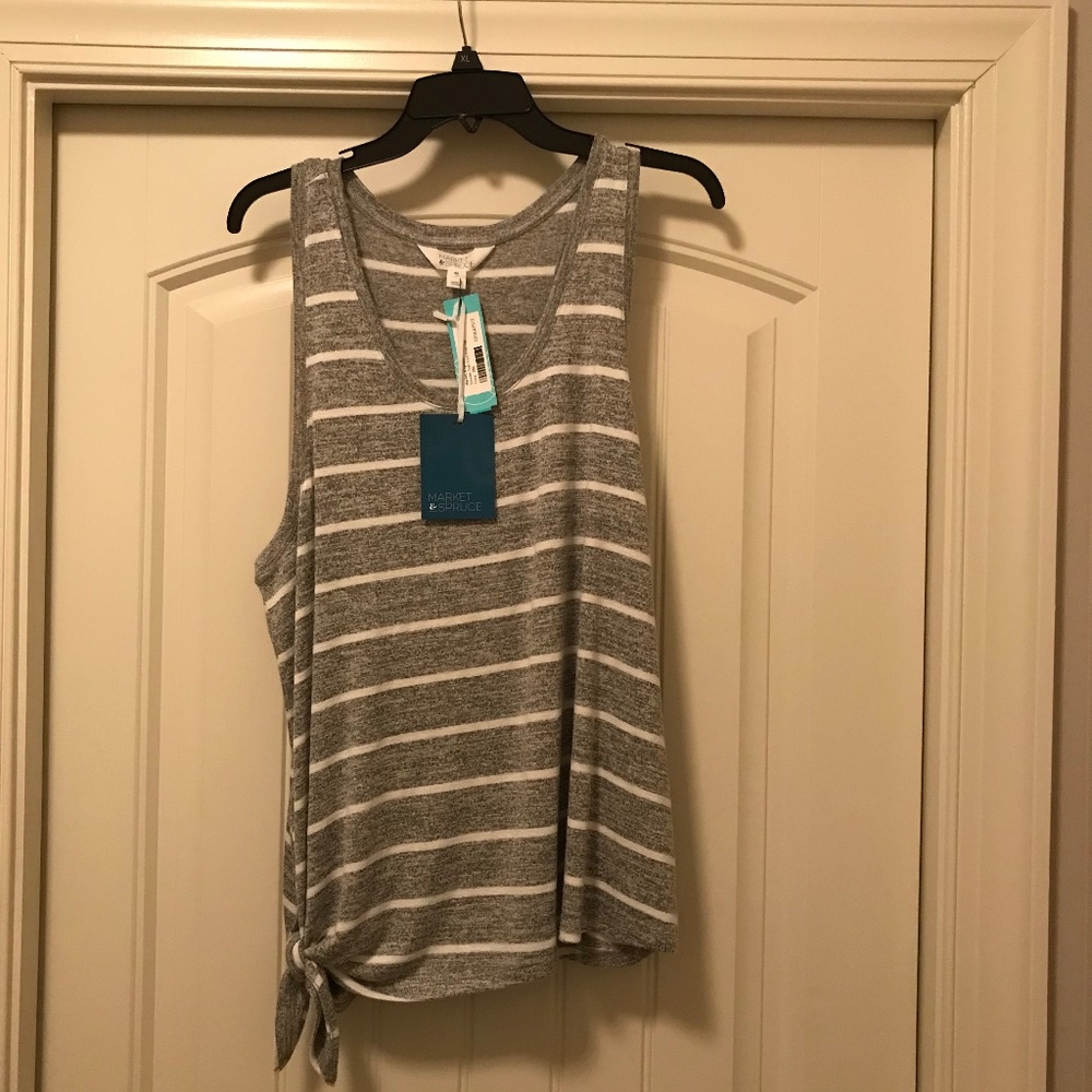 Market & Spruce knit top, size XXL, color grey and white